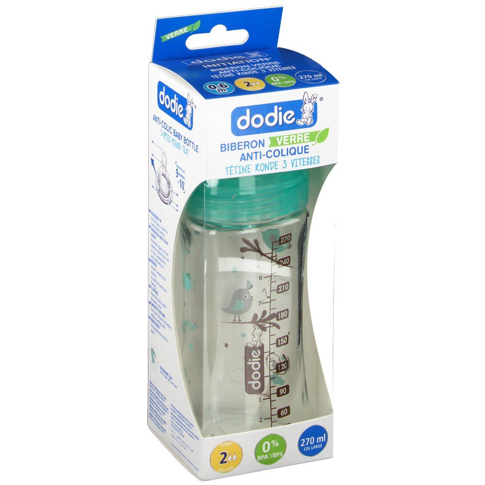 Dodie Zuigfles van Glas Initiation Groen Vogels