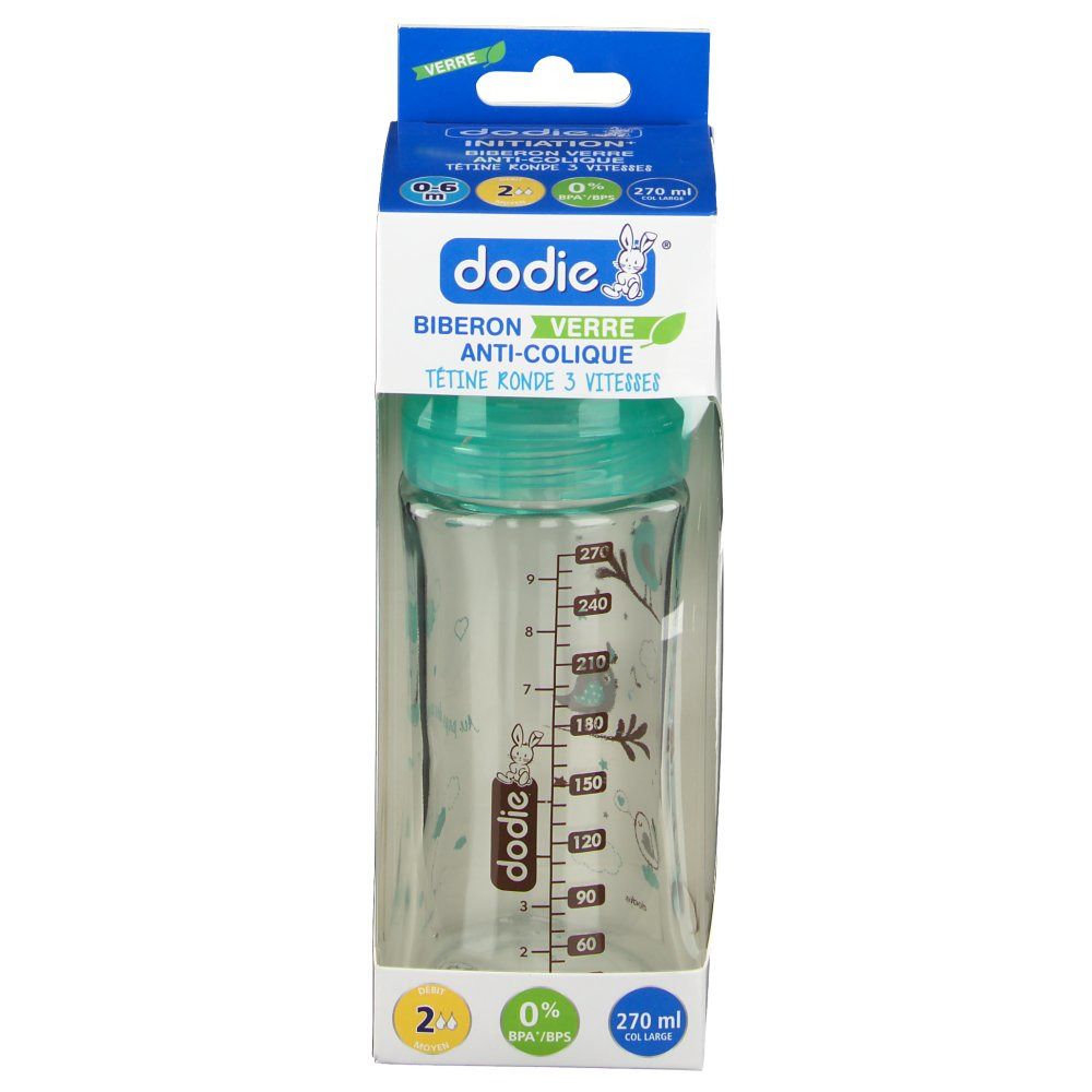 Dodie Zuigfles van Glas Initiation Groen Vogels