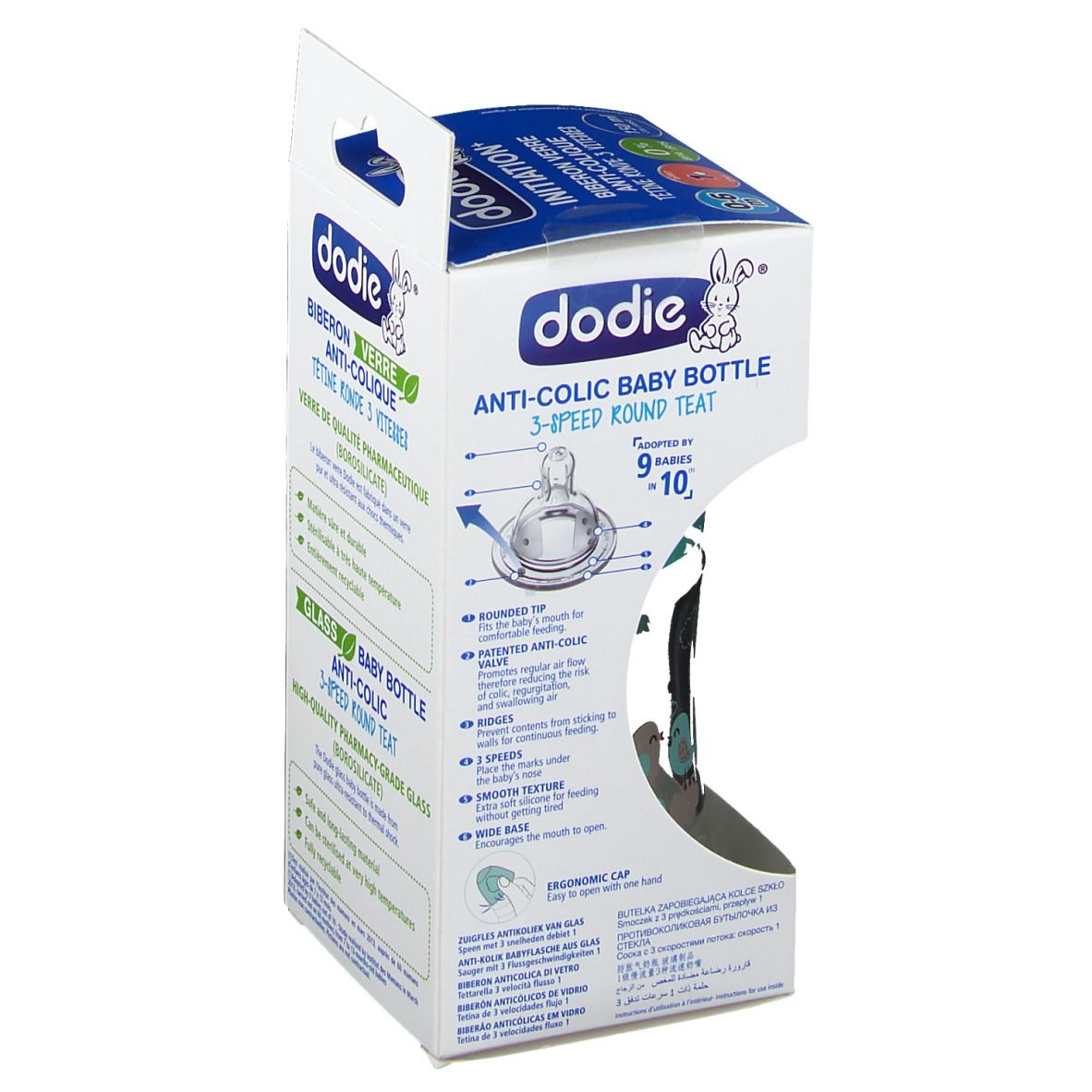 Dodie Zuigfles van Glas Initiation+ Groene Vogels