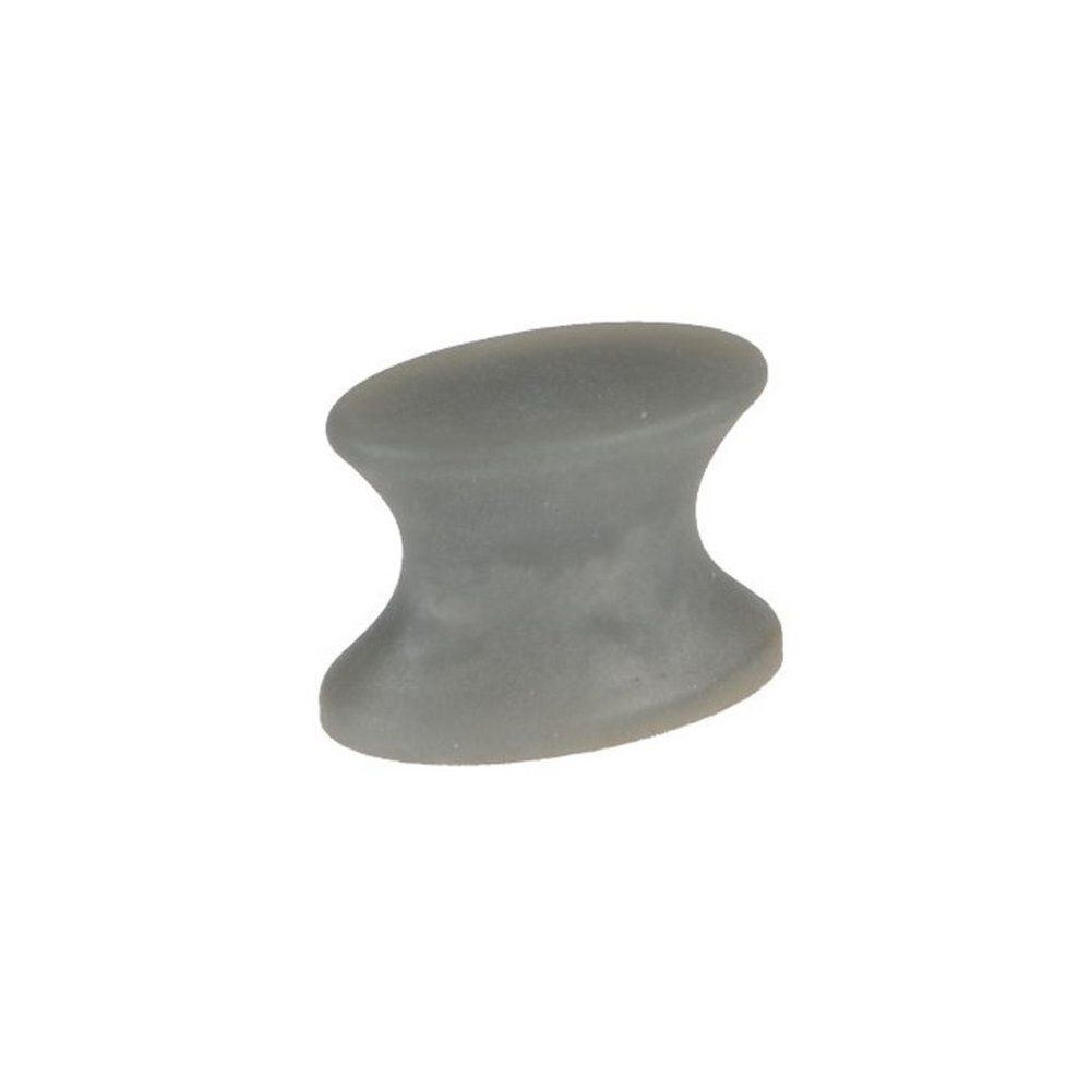 Séparateur d'orteils gris. Silicone. Forme en sablier. Vue rapprochée.