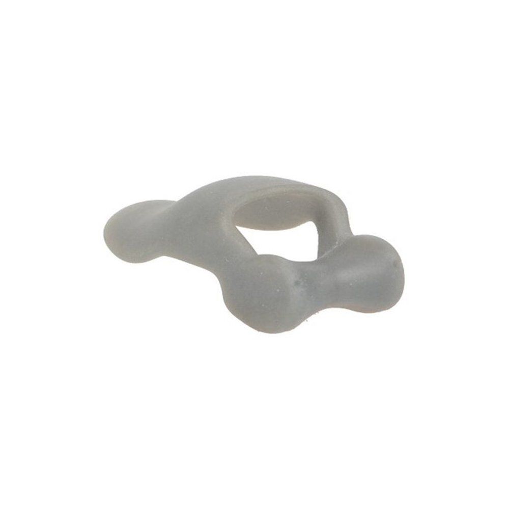 Grijze hallux valgus corrector. Siliconen materiaal, anatomische vorm. Bovenaanzicht.