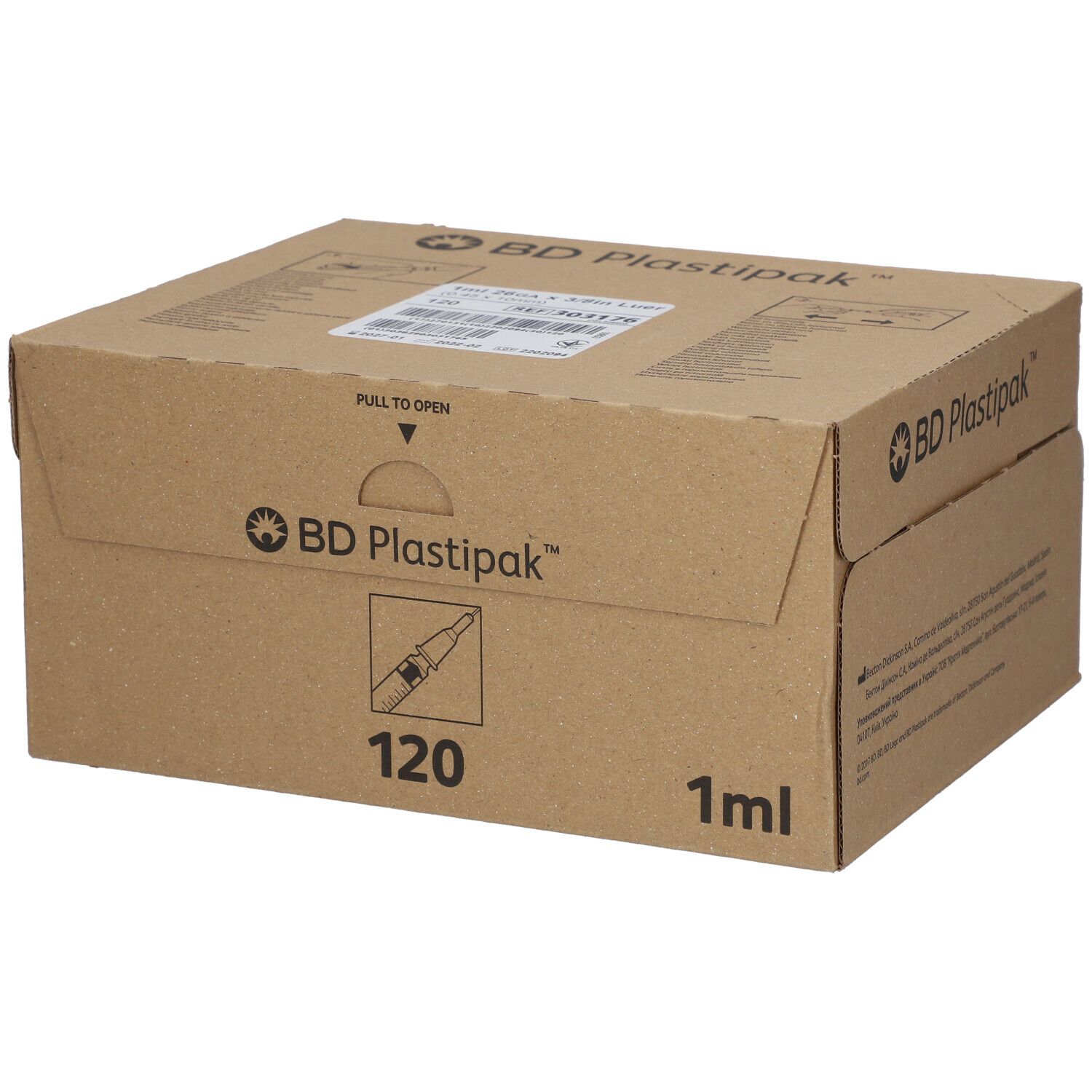BD Plastipak Seringue + Aiguille Tuberculine 1 ml 26g3/8 303176