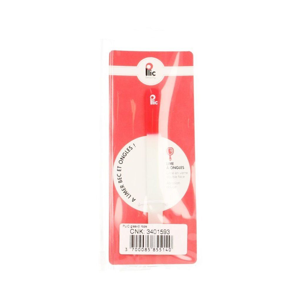 Lime à ongles dans un emballage rouge. Inscription : "ilc". Le nom du produit et d'autres informations sont visibles sur l'emballage.