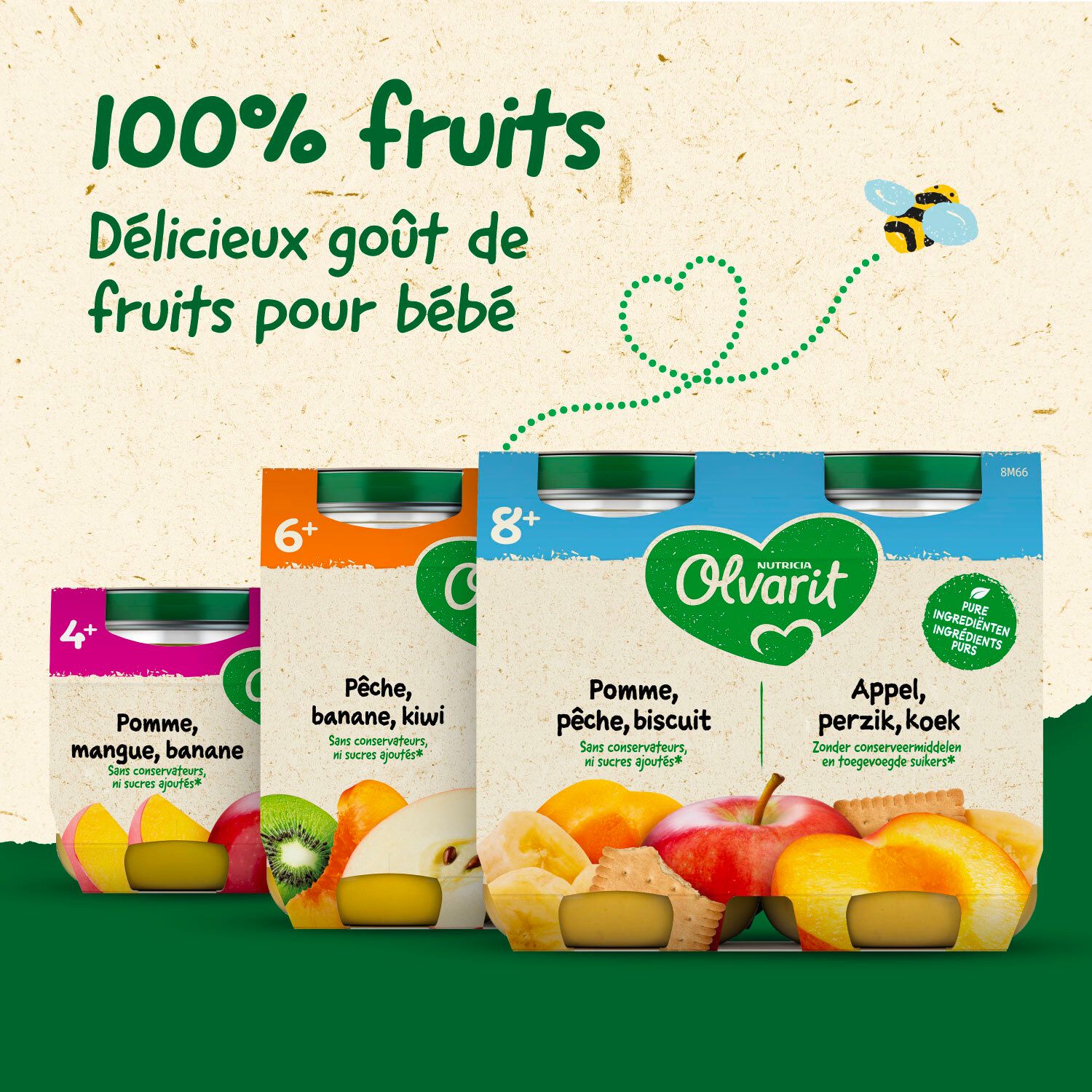 Olvarit | Panade Bébé Dès 6 Mois | Pêche Banane Kiwi