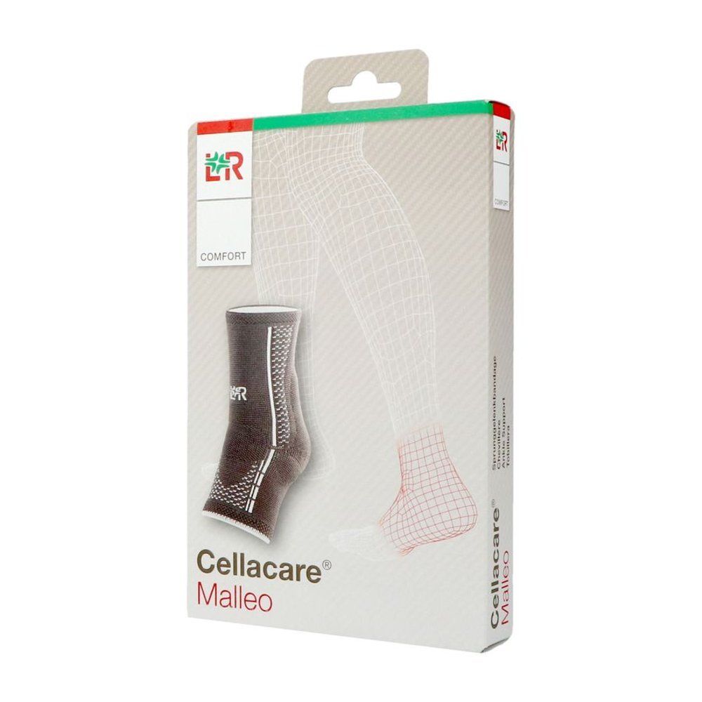 Cellacare Malleo verpakking. Bandage afgebeeld. Logo, productnaam, Comfort label.