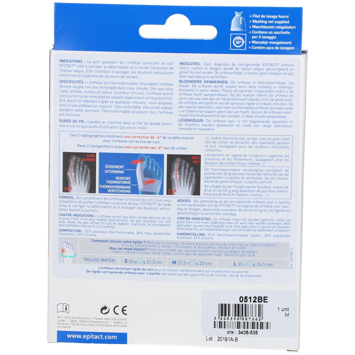 Epitact® Orthèse Corrective Rigide de Nuit Hallux Valgus « Oignon » Medium