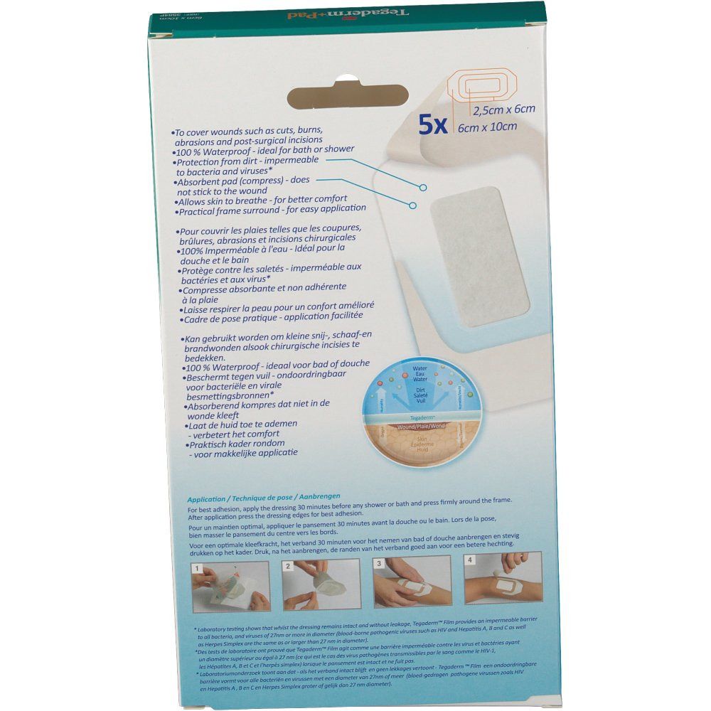 3M Tegaderm+ Pad Pansement Transparent avec Compresse Absorbante 6cmx10cm