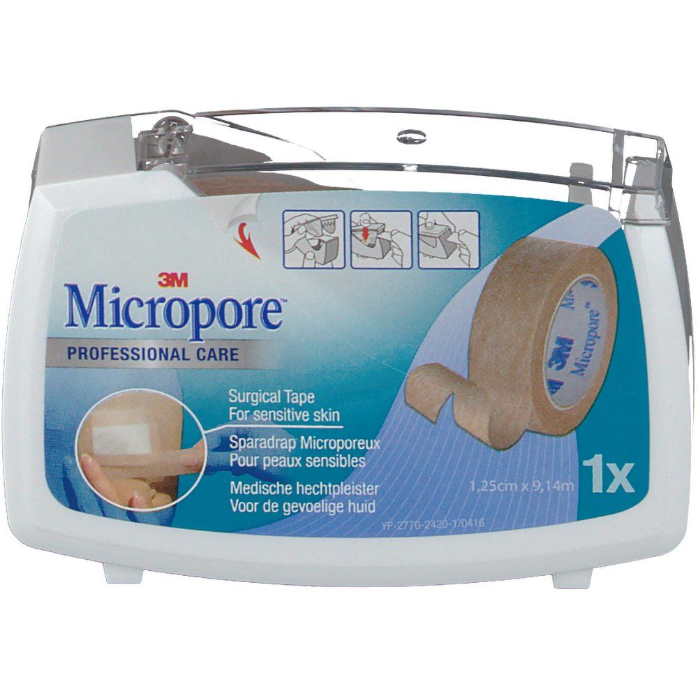 3M Micropore Surgical Tape Dispenser Couleur Chair 1,25cm x 9.1m