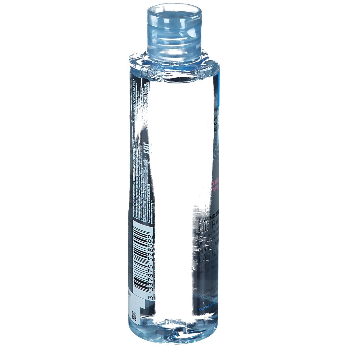 La Roche-Posay Mizellen Reinigungsfluid Reaktiv. Flacon bleu avec bouchon bleu. Vue du produit.