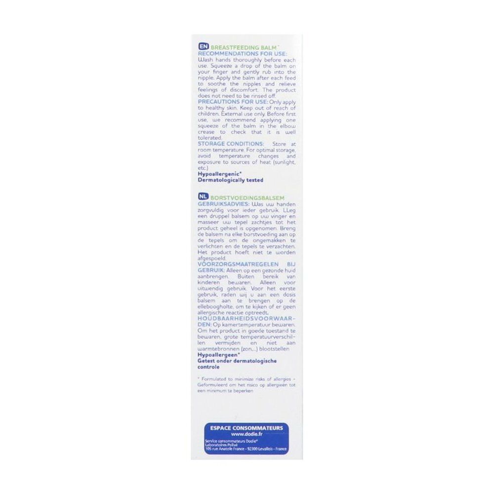 Emballage de baume d'allaitement avec instructions d'utilisation et ingrédients.