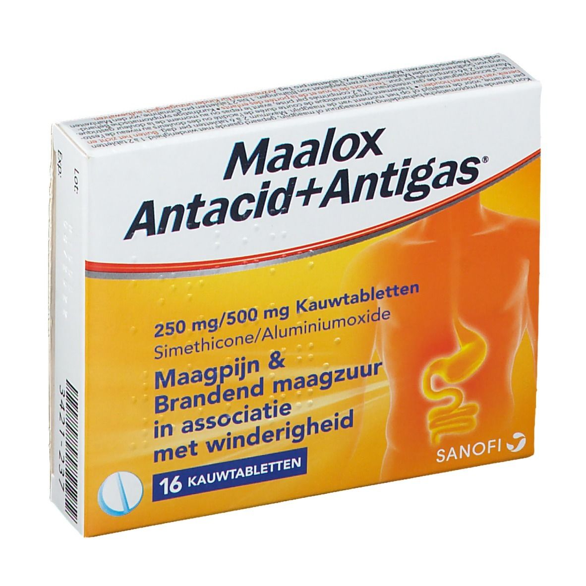 Maalox Antacid + Antigas 250mg/500mg - Voor Maagpijn