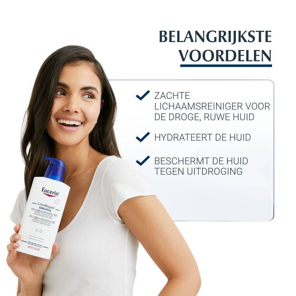 Eucerin UreaRepair Original 5% Urea Waslotion Gezicht en Lichaam Zeer Droge en Ruwe Huid