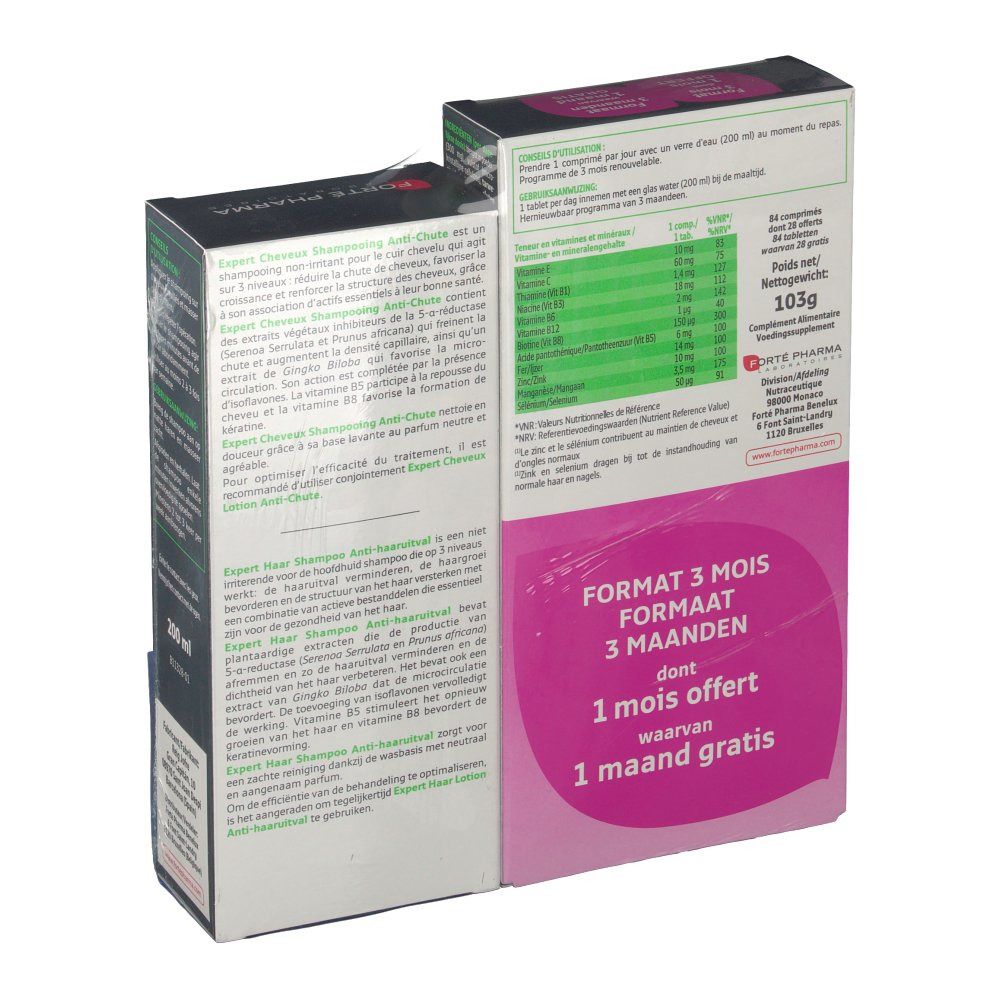 Forté Pharma Expert Cheveux Tripack + Expert Cheveux Shampooing 200ml