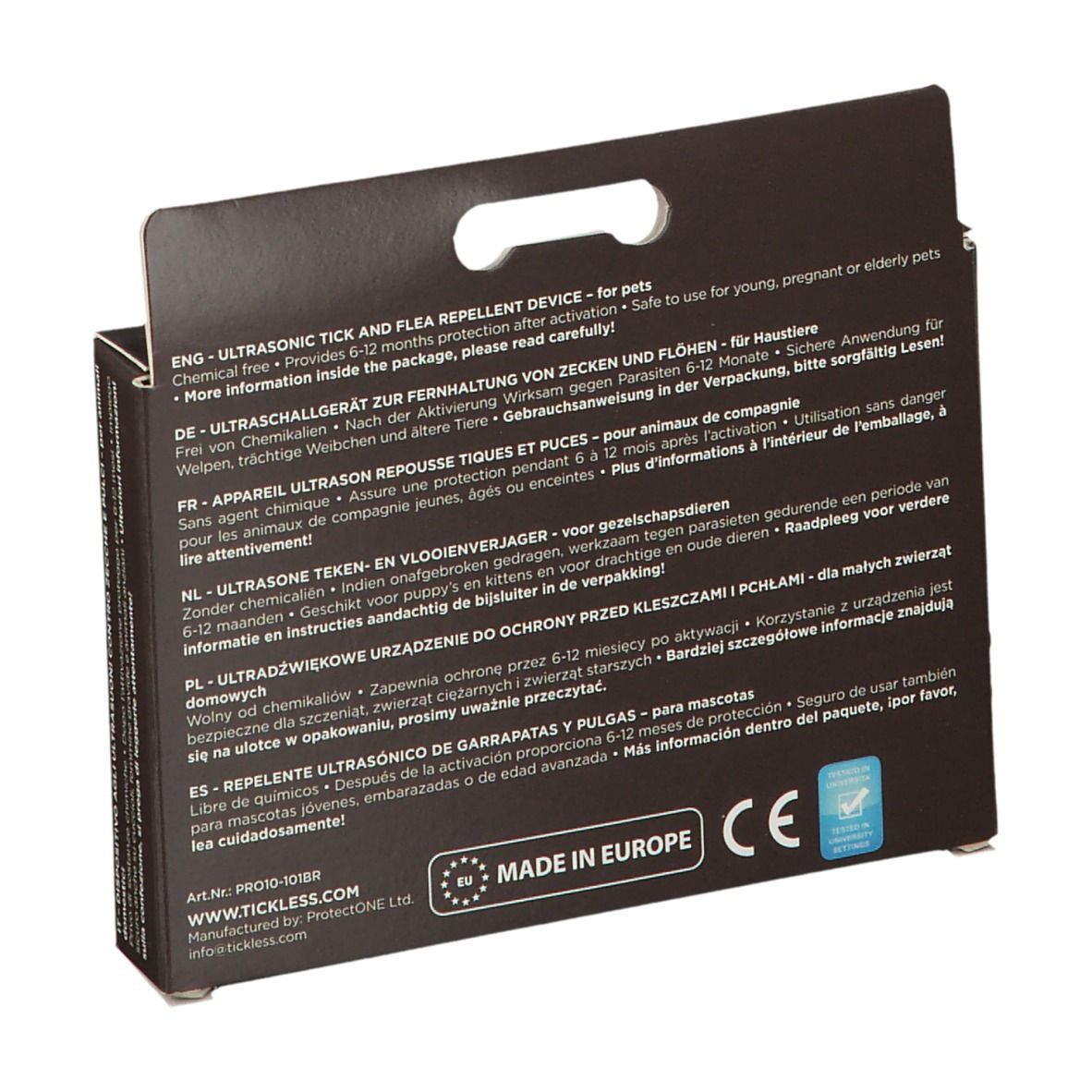 Tickless Ultrasone Verjager Teek/Vlo Bruin