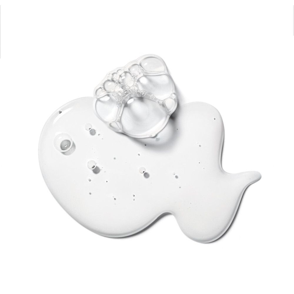 Productmonster in de vorm van een vis. Gel met bellen. Op witte achtergrond.