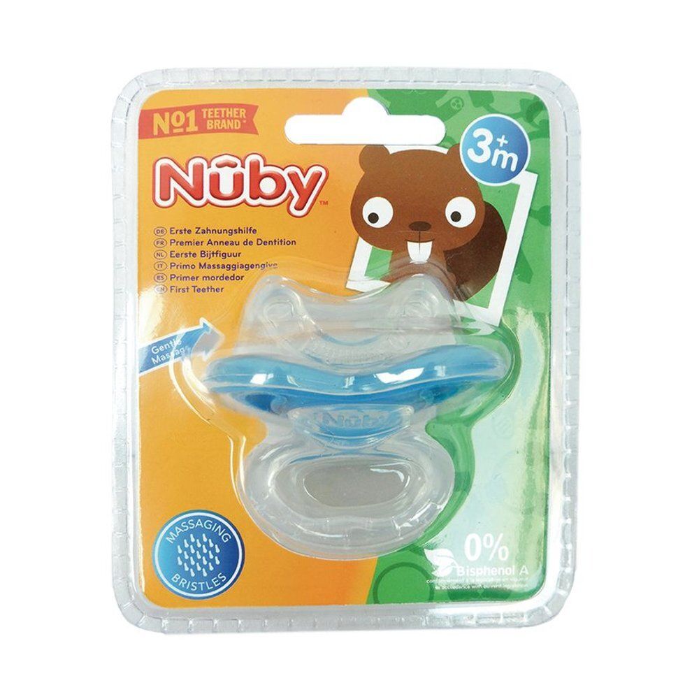 Anneau de dentition Nûby™ en silicone bleu, 0M+.