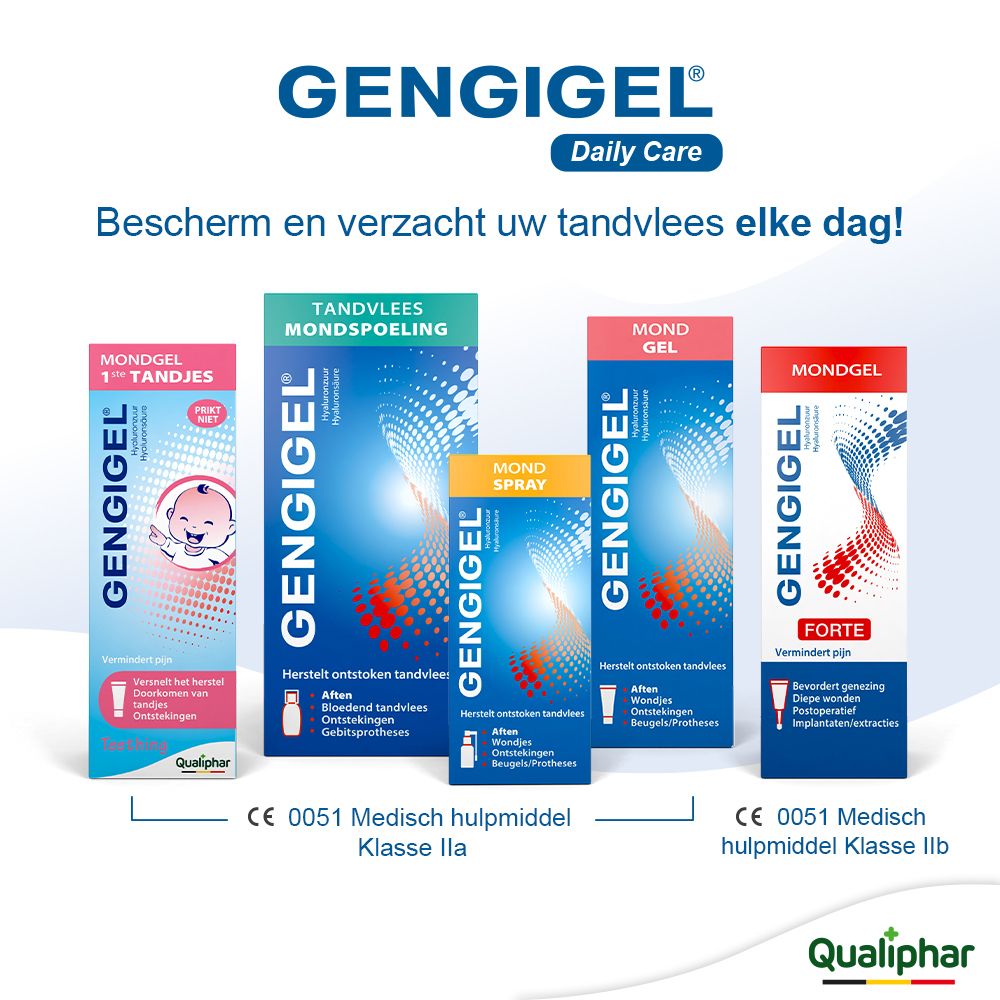 Reclamebeeld met verschillende productverpakkingen. Productnaam en certificeringen.