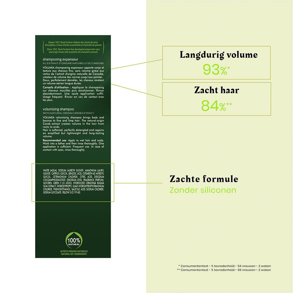 Fles volumizing shampoo, zachte formule zonder siliconen, voor langdurig volume en zacht haar.