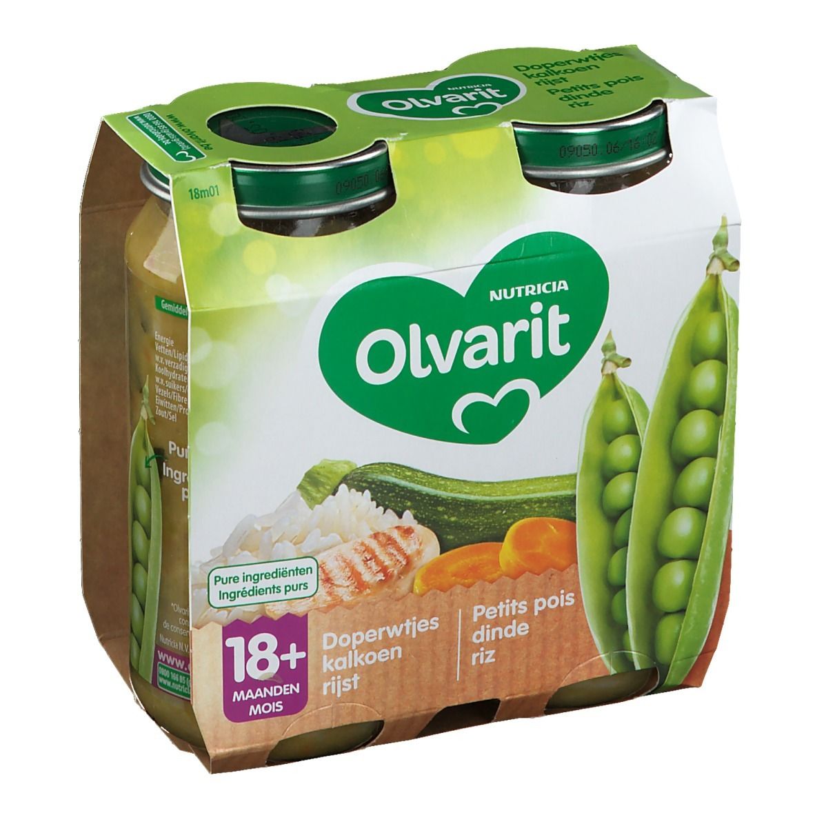 Olvarit Repas Petits Pois-Dinde-Riz 18 Mois