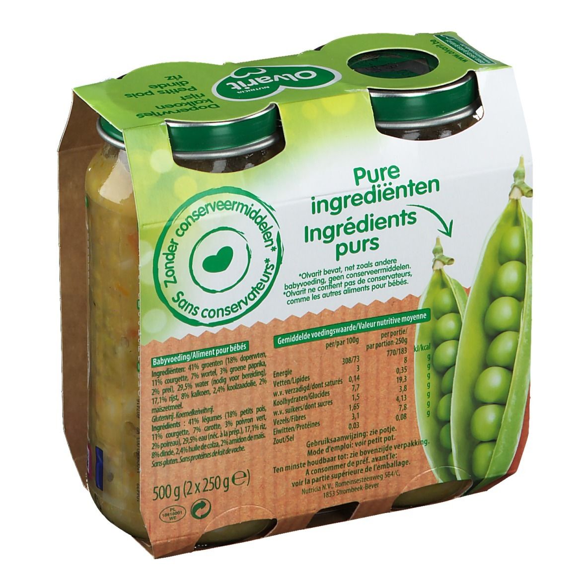 Olvarit Repas Petits Pois-Dinde-Riz 18 Mois