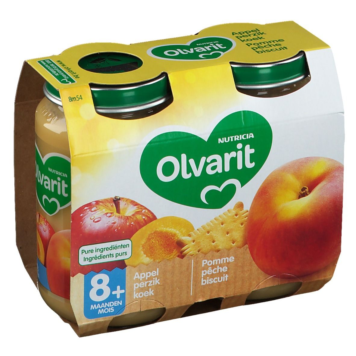 Olvarit | Fruitpap | Babyvoeding Vanaf 8 Maanden | Appel Perzik Koek