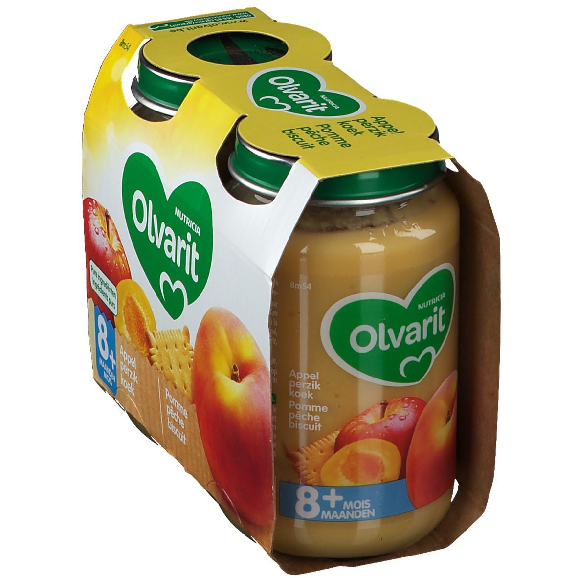 Olvarit | Fruitpap | Babyvoeding Vanaf 8 Maanden | Appel Perzik Koek
