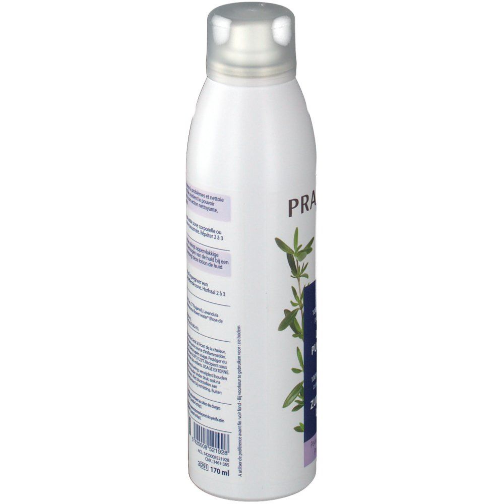 Witte fles met zilveren dop. Achterkant met tekst in meerdere talen. Barcode en andere informatie.