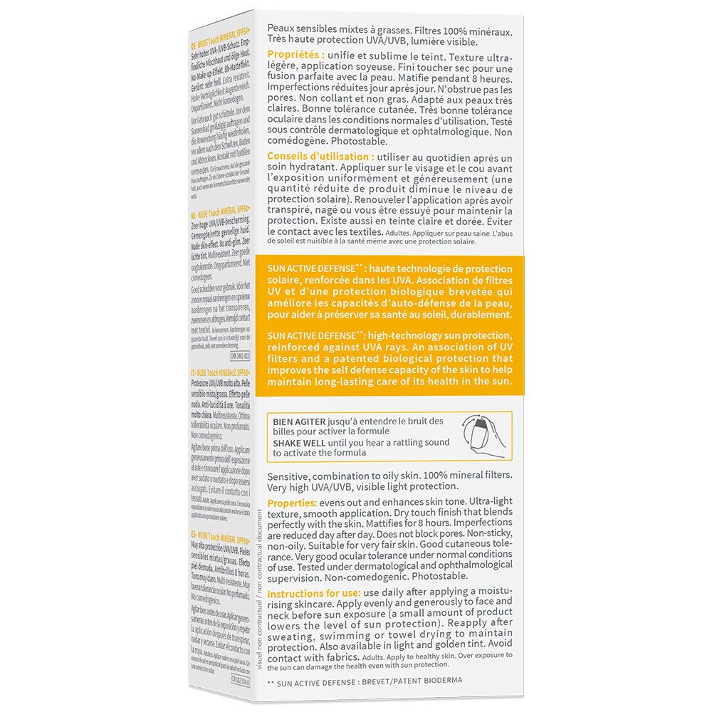 Bioderma Photoderm Nude Touch Peau Mixte à Grasse Très Clair SPF50+