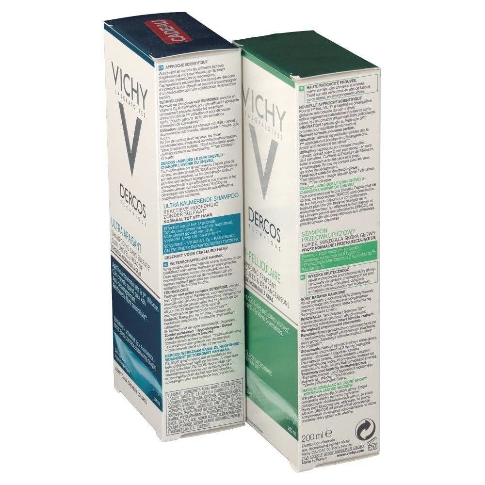 Vichy Dercos Shampooing Antipelliculaire + Shampooing Calmante Cheveux Gras 1+1 GRATUIT