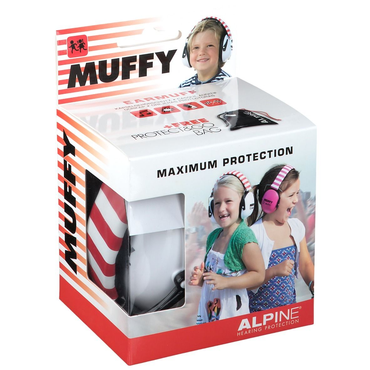 Alpine Muffy Koptelefoon Kids Wit-Rood