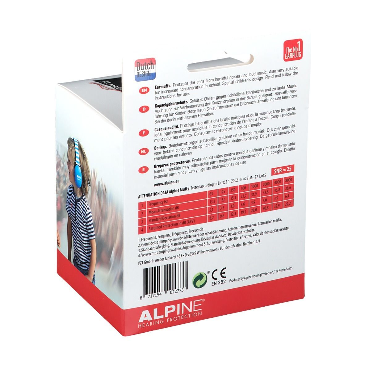 Alpine Muffy Koptelefoon Kids Wit-Rood