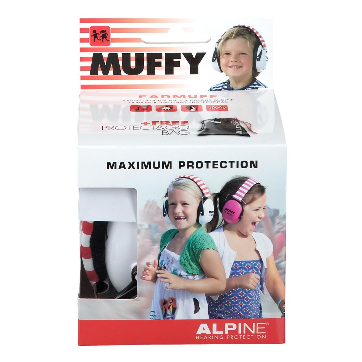 Alpine Muffy Koptelefoon Kids Wit-Rood