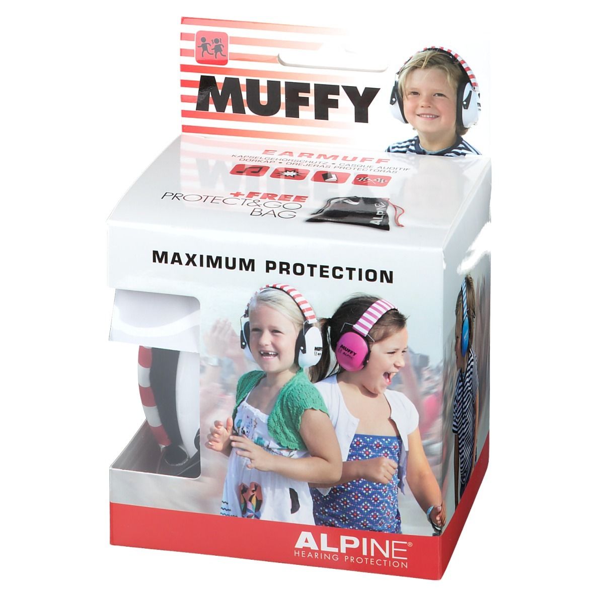 Alpine Muffy Koptelefoon Kids Wit-Rood