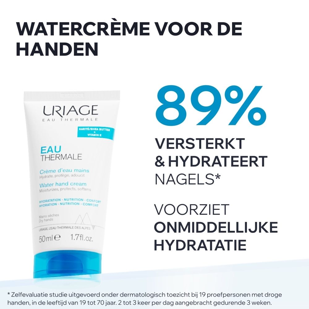 Zijaanzicht van de Uriage Eau Thermale handcrème tube.