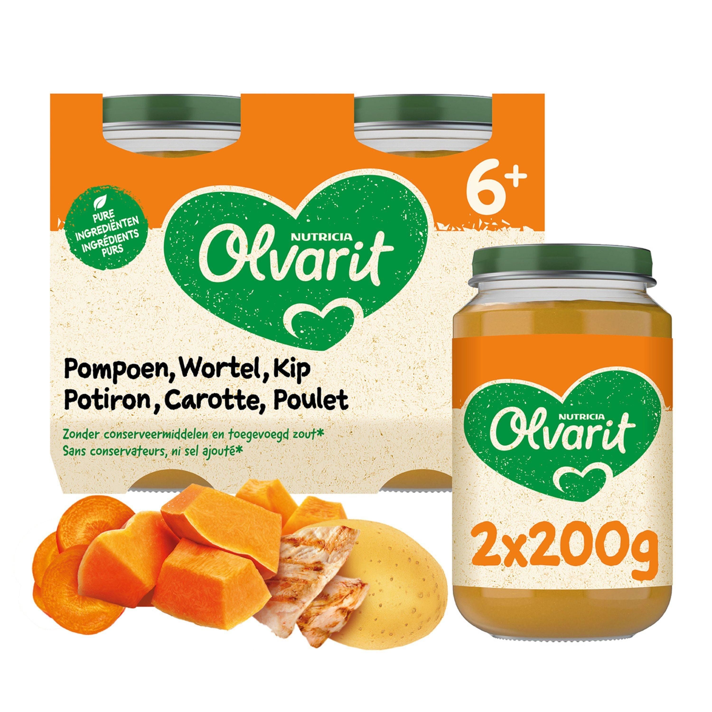 Olvarit | Groentepap | Babyvoeding Vanaf 6 Maanden | Kip Pompoen Wortel