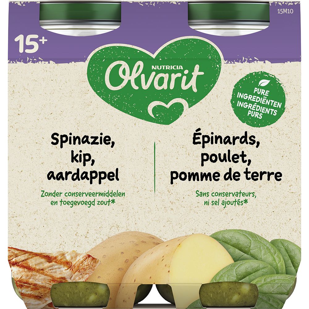 Olvarit | Petit Pot | Repas Bébé Dès 15 Mois | Epinard Poulet Pommes De Terre