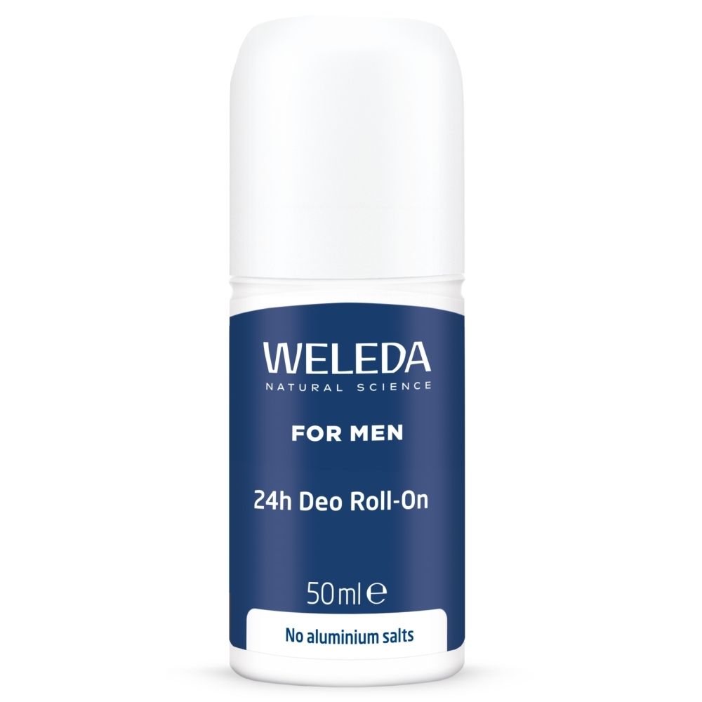 WELEDA 24h Deo Roll-On voor mannen, 50ml, zonder aluminiumzouten.