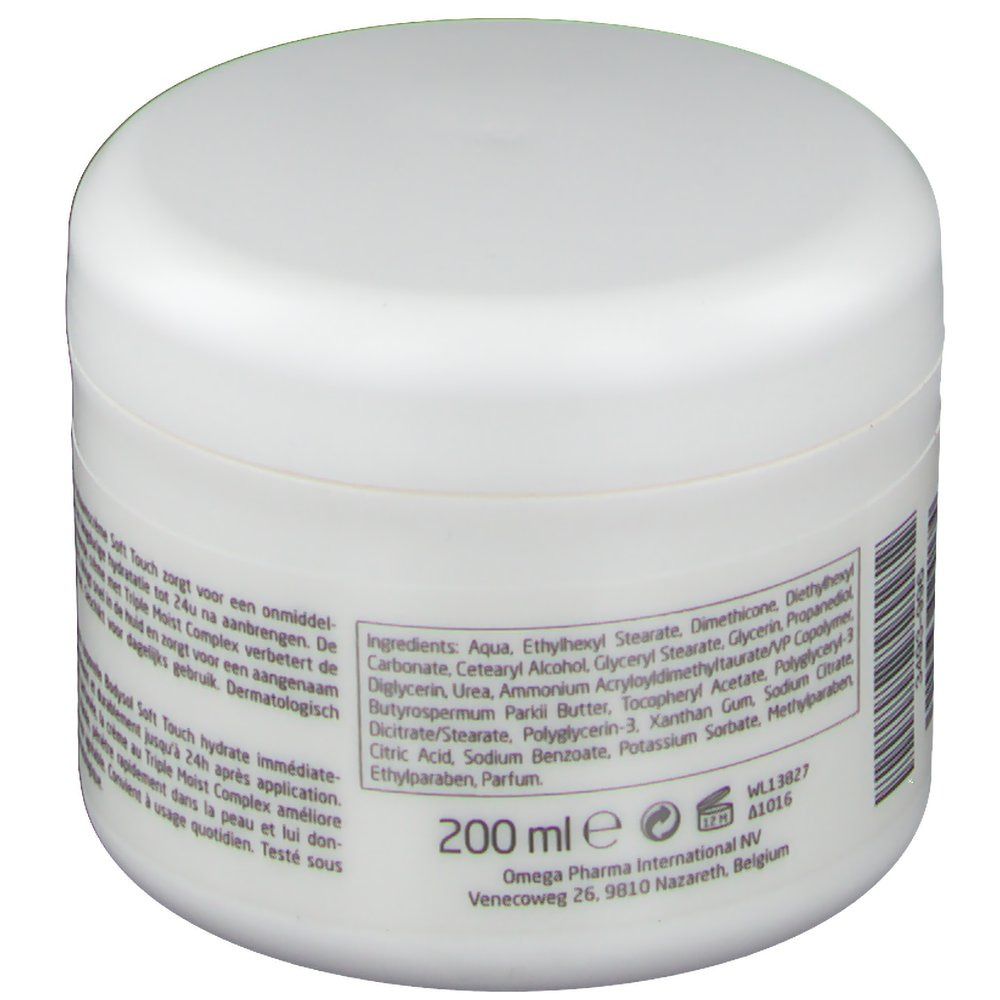 Witte pot met deksel. Opschrift: Ingrediënten, 200 ml. Tekst in het Nederlands en Frans.