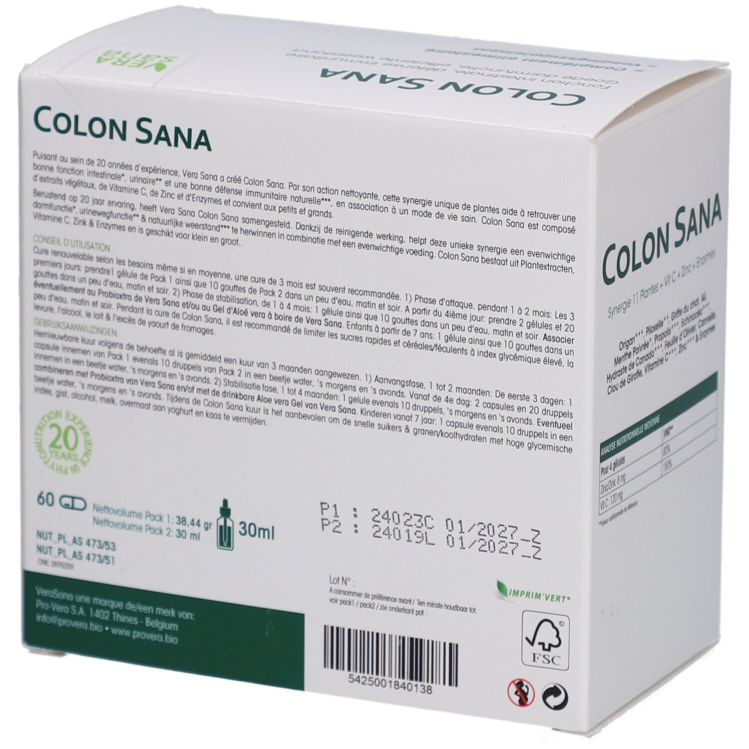 Colon Sana Verasana 60 gell + 30 ml
