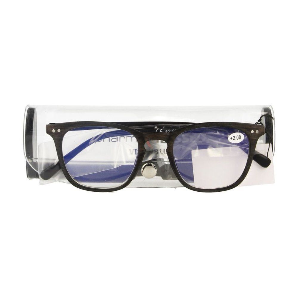 Bruine leesbril +2.00, van voren.