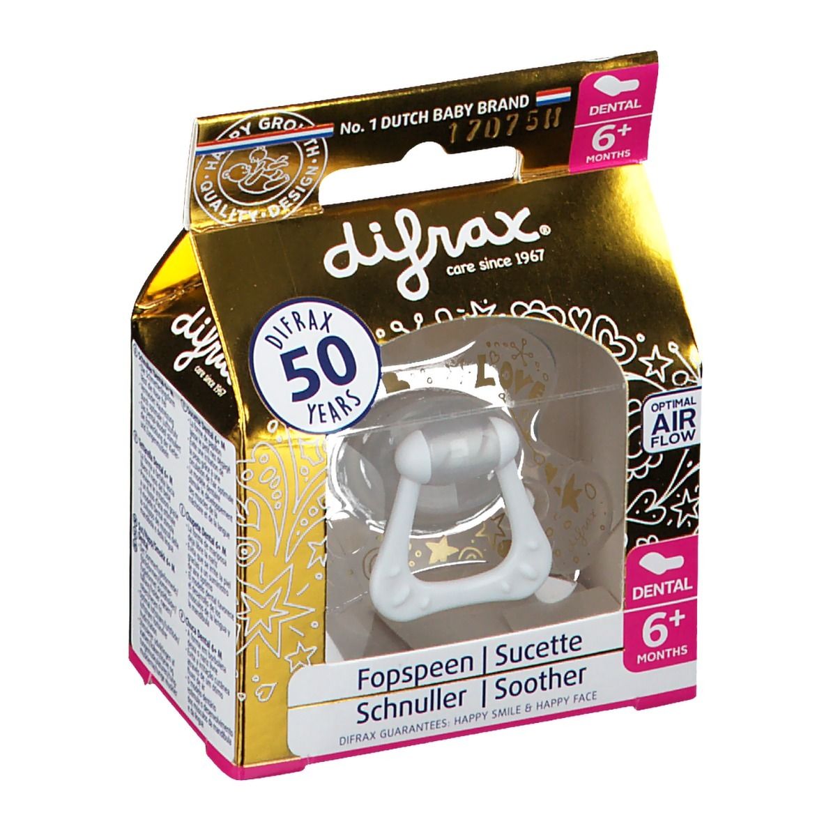 Difrax Fopspeen Dental Gold 6M+