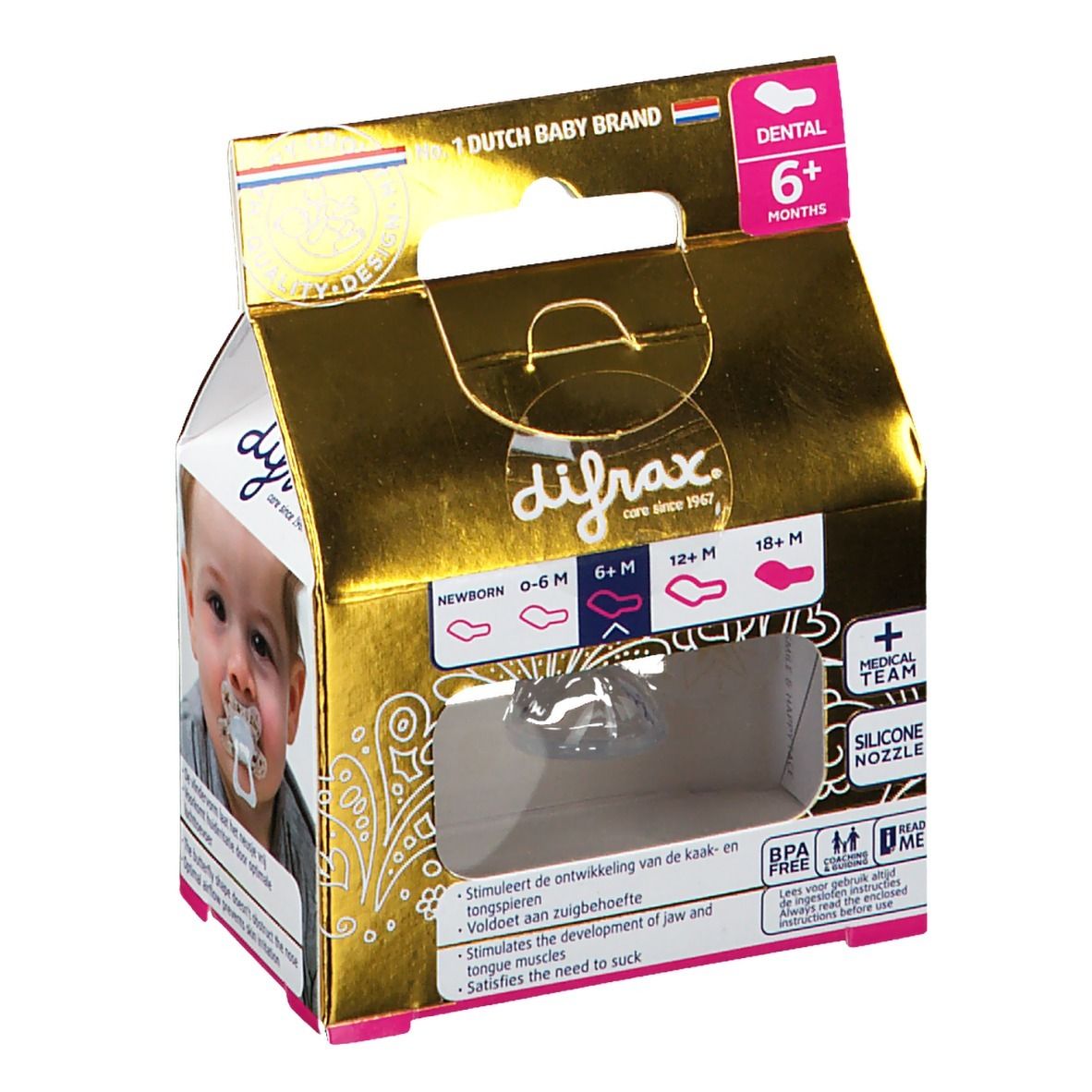 Difrax Fopspeen Dental Gold 6M+