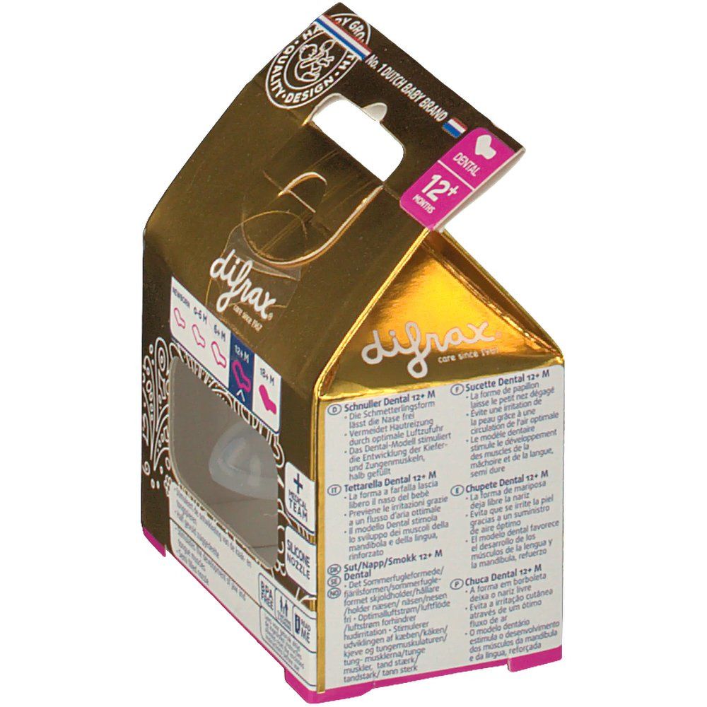 Difrax Sucette Dental Gold 12+ Mois