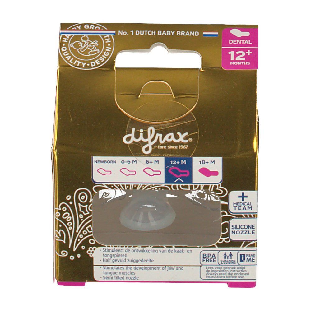 Difrax Sucette Dental Gold 12+ Mois