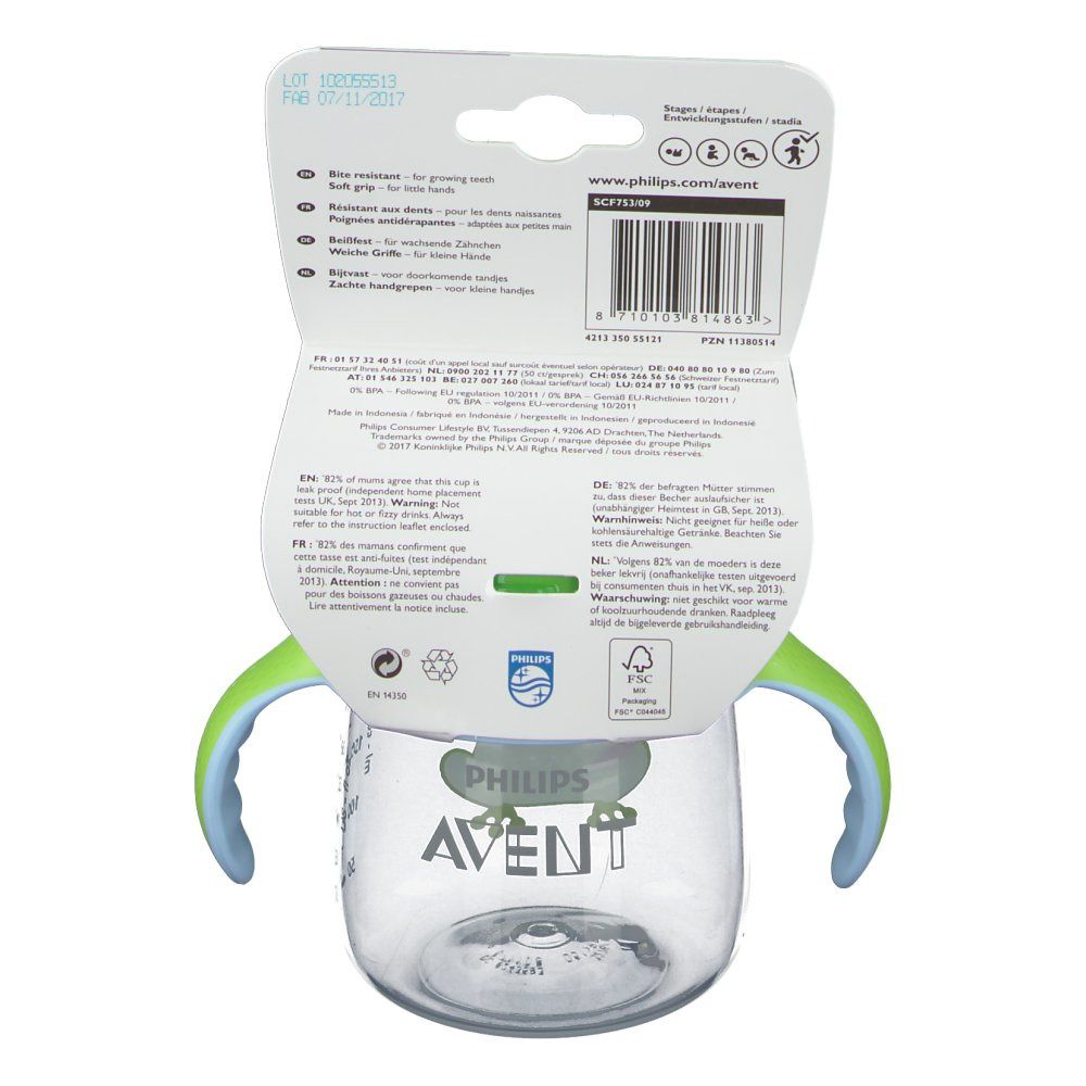 Avent Gobelet Anti-Fuite Grenouille + Poignée +12 Mois