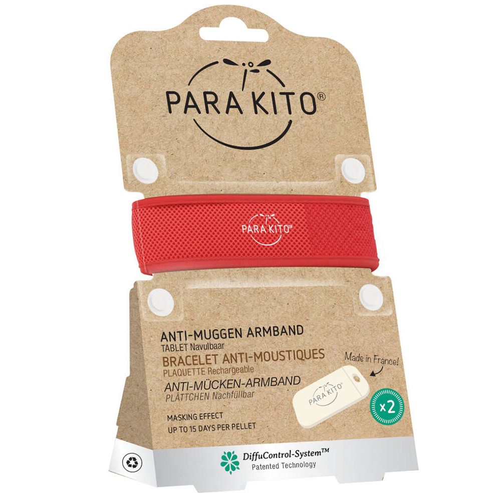 Para'Kito® Anti-Mug Polsband Rood Navulbaar