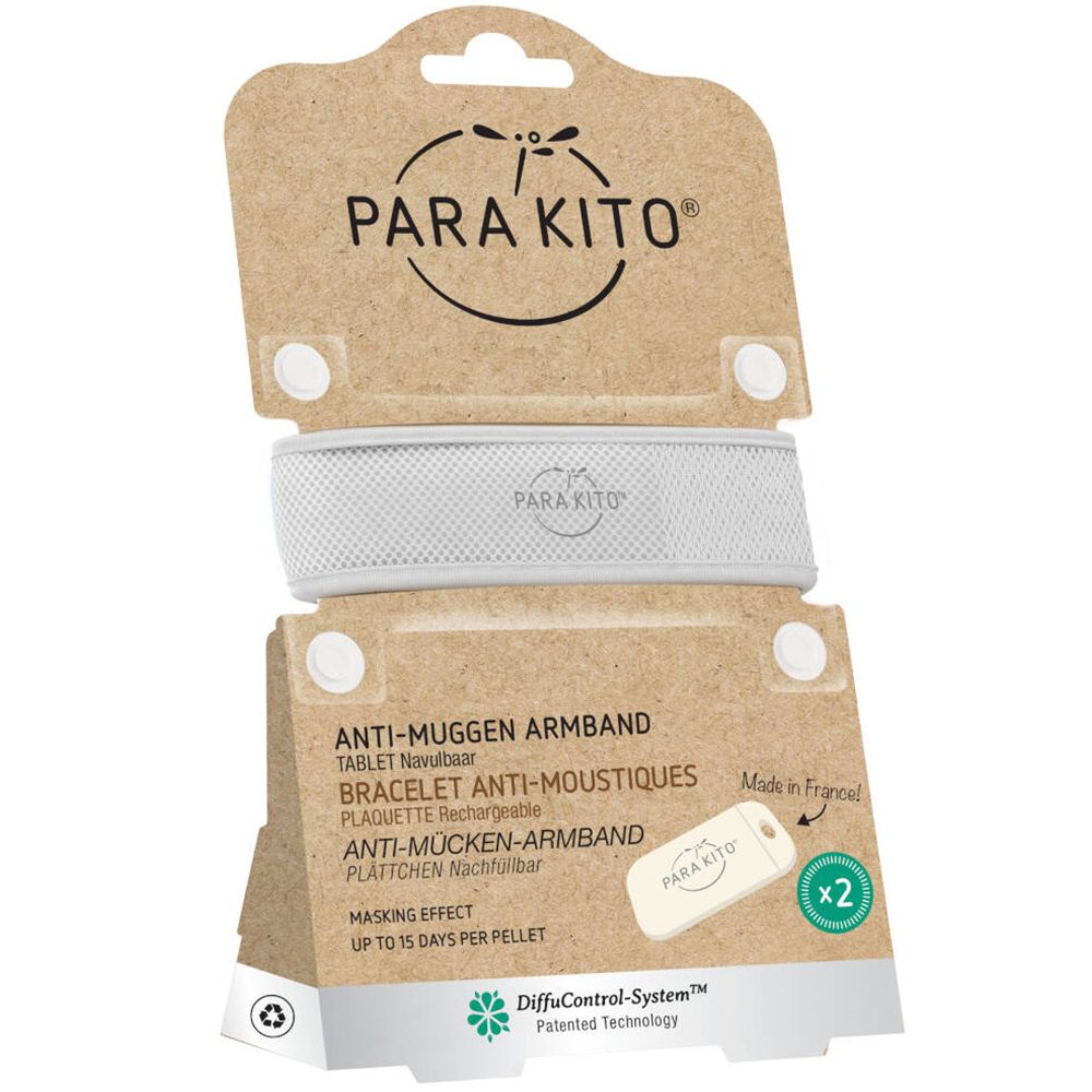 Para'Kito® Anti-Moustique Bracelet Blanc Rechargeable