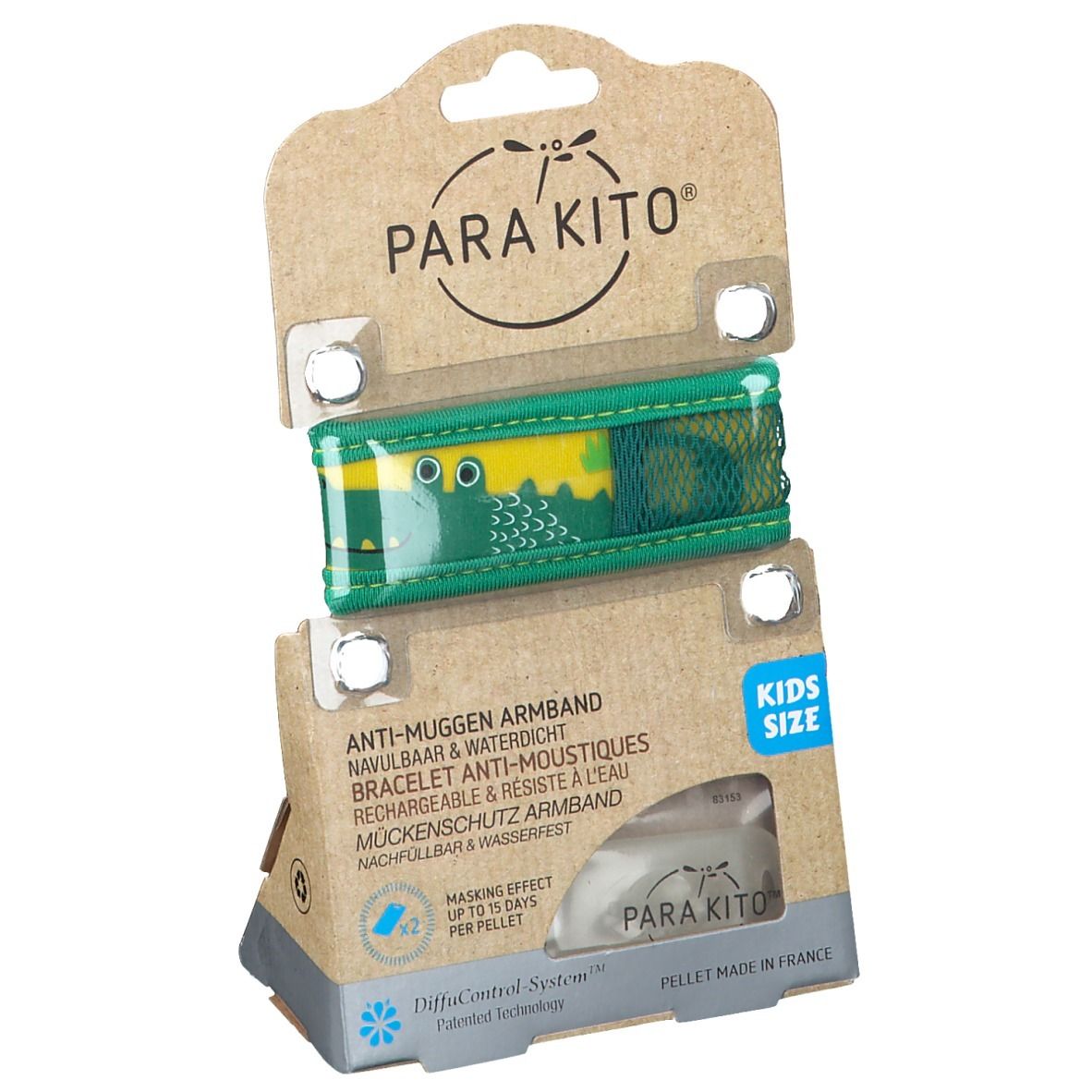 Para'Kito® Anti-Moustique Bracelet Kids Crocodile Rechargeable