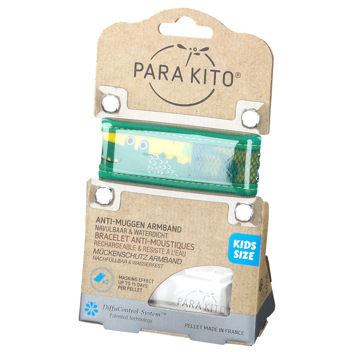 Para'Kito® Anti-Moustique Bracelet Kids Crocodile Rechargeable