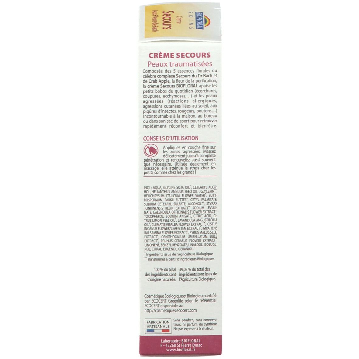 Biofloral Crème de Secours aux Fleurs de Bach